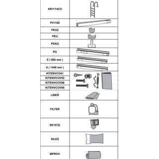 Skimmer-Set in grau f&uuml;r Composite Becken in Grau