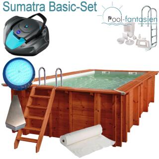 Holzpool Sumatra de-Luxe Rechteck 6,00 m x 3,00 m x 1,38 m Basic-Set