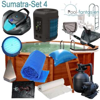 Holzpool Sumatra Deluxe 5,30 x1,38 m Set 4 +W&auml;rmepumpe