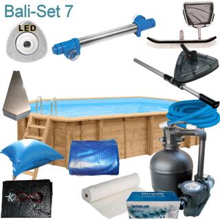 Interline Holzpool Bali oval 6,40 m x 4,00 m x 1,38 m Set7+ UV-Lampe