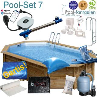 Gre Holzoval Becken Bambu 2,  535 x 335x 136cm, Set 7