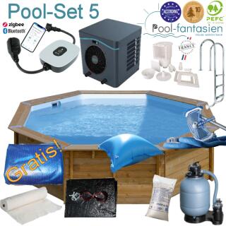 Gre Holzpool Vasto &Oslash; 428 x 136 cm Set 5 + W&auml;rmepumpe