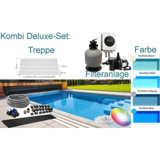 Styroporpool Deluxe-Set 6 - 8 x 1,50 m EPS 40, Treppe Gesamte Breite
