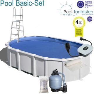 Haiti Gre Ovalbecken-Set, Stahlwand wei&szlig;, 610 x 375 x 132