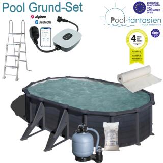 Gre Ovalbecken Granada 610 x 375 x1,32 m, in Anthrazitoptik