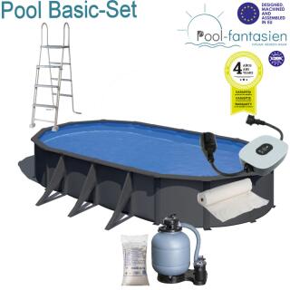 Gre Ovalbecken Set  Granada 730 x 375 x1,32m, in Anthrazitoptik