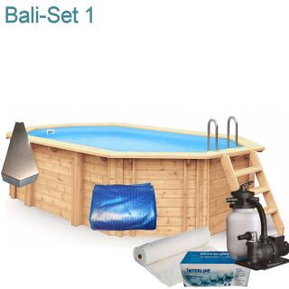 Interline Holzpool Bali oval 4,60 m x 2,85 m x1,38 m Set1