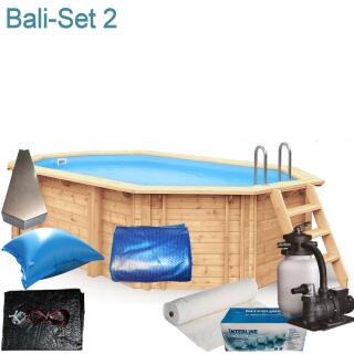 Interline Holzpool Bali oval 4,60 m x 2,85 m x1,36 m Set2
