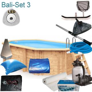 Interline Holzpool Bali oval 4,60 m x 2,85 m x1,38 m Set3
