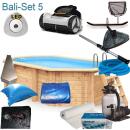 Interline Holzpool Bali oval 4,60 m x 2,85 m x1,36m Set5...