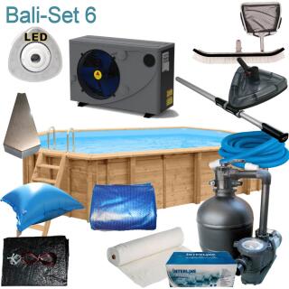 Interline Holzpool Bali oval 4,60 m x 2,85 m x1,38 m Set6 Dura W&auml;rmepumpe