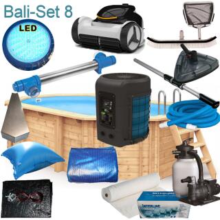 Interline Holzpool Bali oval 4,60 m x 2,85 m x1,36m Set8