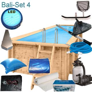 Interline Holzpool Bali 5,00 m x 2,50 m x 1,24 m SET 4 LED RGB