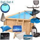 Interline Holzpool Bali 5,00 m x 2,50 m x 1,24 m SET 4 LED RGB