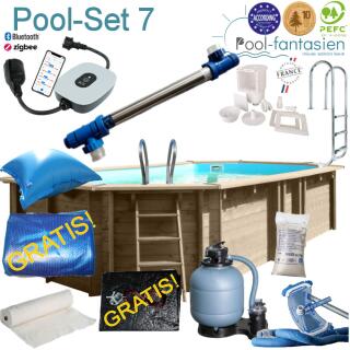 Gre Holzpool Oval Avocado, 656 x 456 x131 cm  Set 7 UV-Lampe