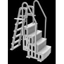 OKU Pooltreppe 4-Stufig aus Kunststoff mit 5-Stufiger Leiter f&uuml;r Aufstellpools