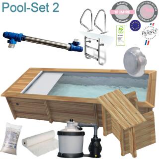 Urban Pool 6,5  x 3,5  x 1,33 m mit automatischer Abdeckung und Filterschacht Umbau Set 2