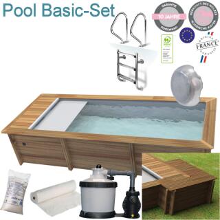 Procopi Holzpool Urban 4,20 x 3,50 x1,33 m mit automatischer  Abdeckung mit Technikraum-Anbau Basic-Set