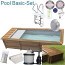 Procopi Holzpool Urban 4,20 x 3,50 x1,33 m mit automatischer  Abdeckung mit Technikraum-Anbau Basic-Set