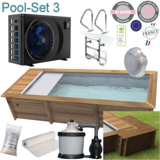 Procopi Holzpool Urban 4,20 x 3,50 x1,33 m mit automatischer  Abdeckung mit Technikraum-Anbau Set 3