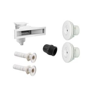 Set Astralpool Skimmer Slim Seaview | inkl. 2 Astralpool Multiflow Einlaufd&uuml;sen u. Mauerdurchf&uuml;hrung | Wei&szlig;