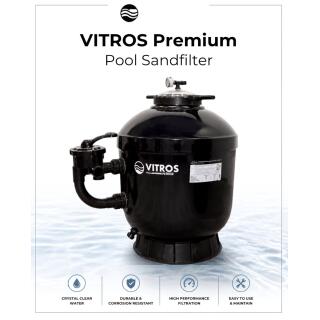 GFK Filterkessel VITROS Side &Oslash; 500 mm H&ouml;he 850 mm inkl. Ventil (&Oslash; 50 mm - 1 1/2")