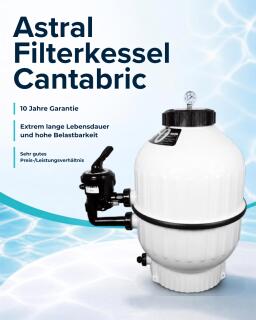 Astralpool Filterkessel Cantabric &Oslash; 500 mm | inkl. 1 1/2" Side Mount Ventil | Wei&szlig;