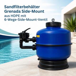 Sandfilterbeh&auml;lter Grenada &Oslash; 500 mm aus HDPE mit 6-Wege-Side-Mount-Ventil