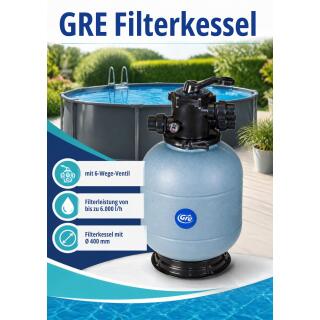 Gre Filterkessel FIS400 &Oslash; 400 mm inkl. 6-Wege-Ventil  &ndash; ohne Filterpumpe