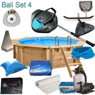 Interline Holzpool Bali 440 x136 m Set 4+ Poolroboter