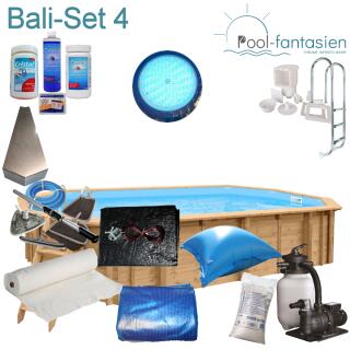 Interline Holzpool Bali oval 8,40 m x 4,90 m x1,38 m Set4 + LED RGB