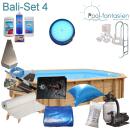 Interline Holzpool Bali oval 8,40 m x 4,90 m x1,38 m Set4 + LED RGB