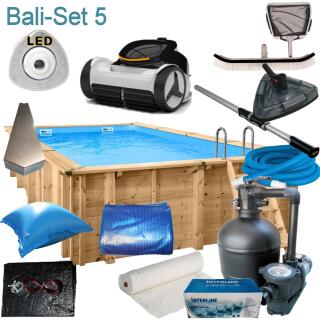 Interline Holzpool Bali 7,90 m x4,00 m x1,38m Set5 + Poolroboter