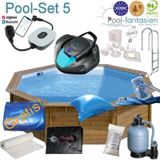Gre Holzpool Violette 2,  &Oslash; 500 x 127 cm Set 5+Poolroboter