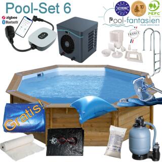 Gre Holzpool Violette 2,  &Oslash; 500 x 127 cm Set 6+ W&auml;rmepumpe