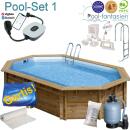 Gre Holzoval Becken Bambu 535 x 335x 136cm, Set 1