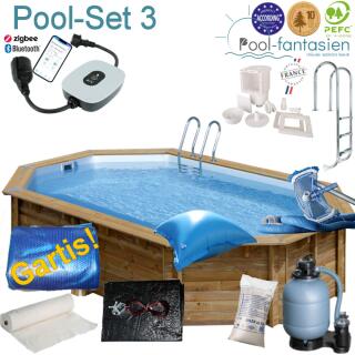 Gre Holzoval Becken Bambu 535 x 335x 136cm, Set 3