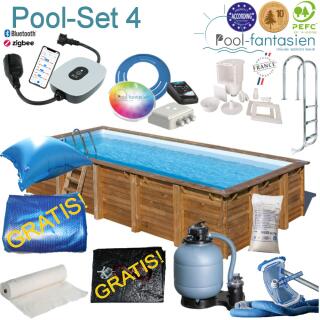 Gre Holzpool Braga 8,15  x 4,21 x 1,46 m Set LED