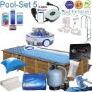 Gre Holzpool Braga 8,15  x 4,21 x 1,46 m Set-Poolroboter