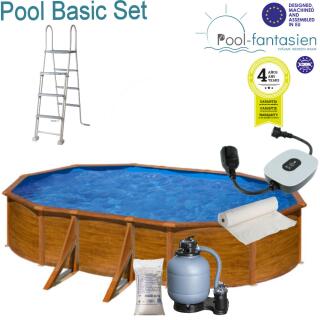 Gre Mauritius Ovalbecken-Set Holzoptik,500 x 300 x 132 Basic-Set