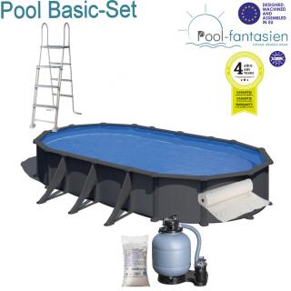 Gre Ovalbecken Set  KEA 730 x 375 x1,20m, in Anthrazitoptik BasicSet