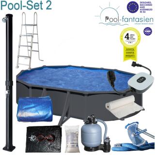Gre Granada Ovalbecken-Set , 500 x 300 x 132 cm Set 2: + Sommer-u. Winterplane + Solardusche