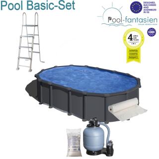 Gre Ovalbecken Set  Capri  610 x 375 x1,32m, in Anthrazitoptik  Basic-Set