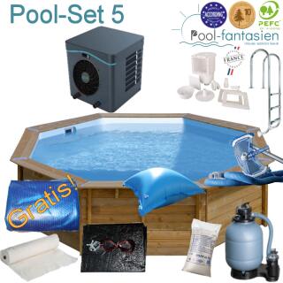 Gre Holzpool Vanille 2, &Oslash; 400  x 119 cm Set 5+W&auml;rmepumpe