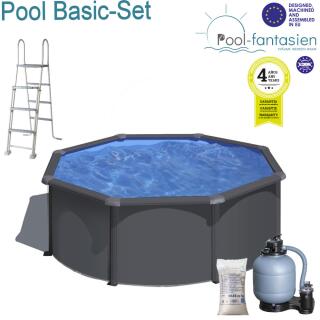 Anthrazit Rundbecken-Set mit Anthrazitoptik &Oslash; 350 x120 cm Basic-Set