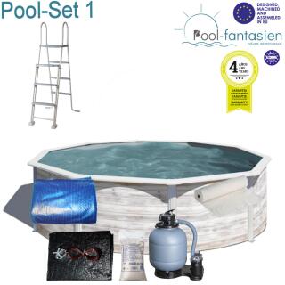 Gre Rundbecken-Set mit Nordicoptik  &Oslash; 460 x 120 cm Set 1 = Sommer und Winterabdeckung