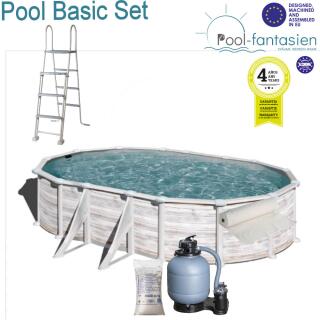 Gr&ouml;nland Oval-Stahlwandbecken-Set 610 x 375 x 132 cm