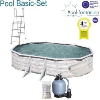 Nordic Oval-Stahlwandbecken-Set 500 x 300 x 120 cm