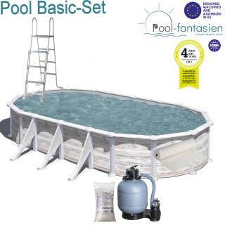 Nordic Oval-Stahlwandbecken-Set 730 x 375 x 120 cm