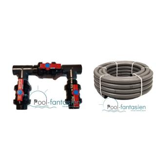 Ja/ Bypass für Inverter mit Ø 38 mm und Ø 50 Klebeanschluss + 12m Schlauch 50mm